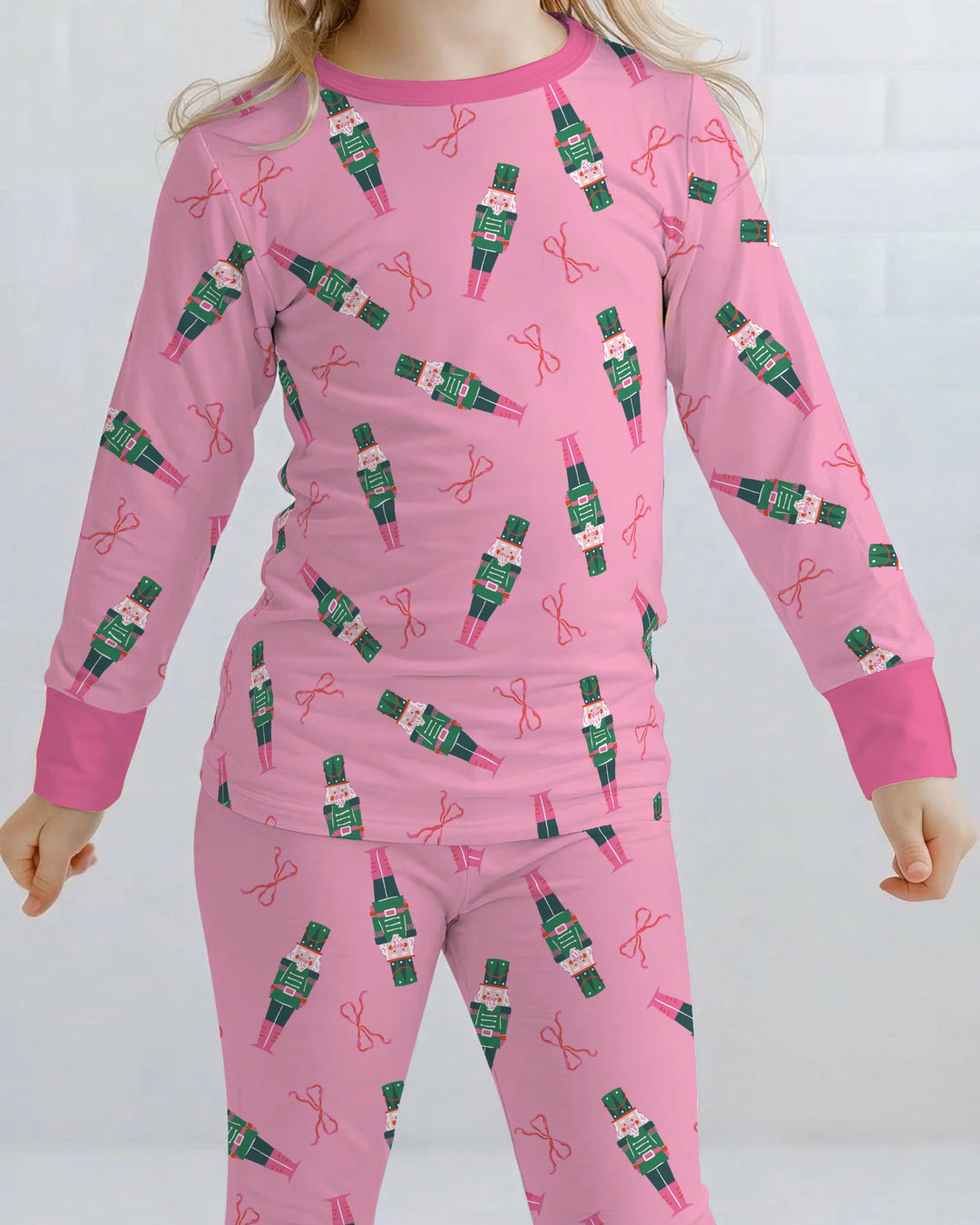 Pink Nutcracker Christmas Bamboo Two Piece Long Sleeve Pajama Set