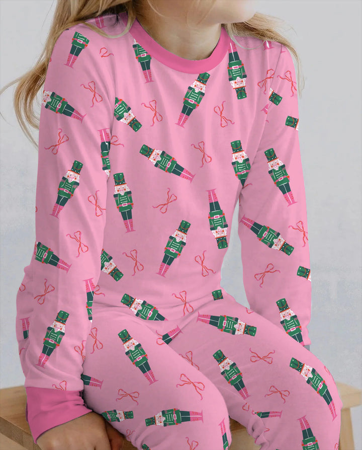 Pink Nutcracker Christmas Bamboo Two Piece Long Sleeve Pajama Set