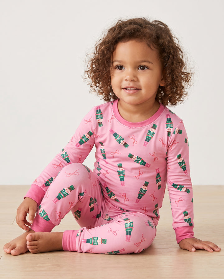 Pink Nutcracker Christmas Bamboo Two Piece Long Sleeve Pajama Set