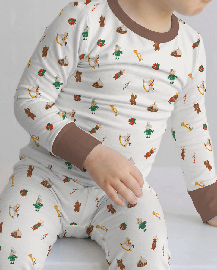 Vintage Christmas Toy Parade Bamboo Two Piece Long Sleeve Pajama Set