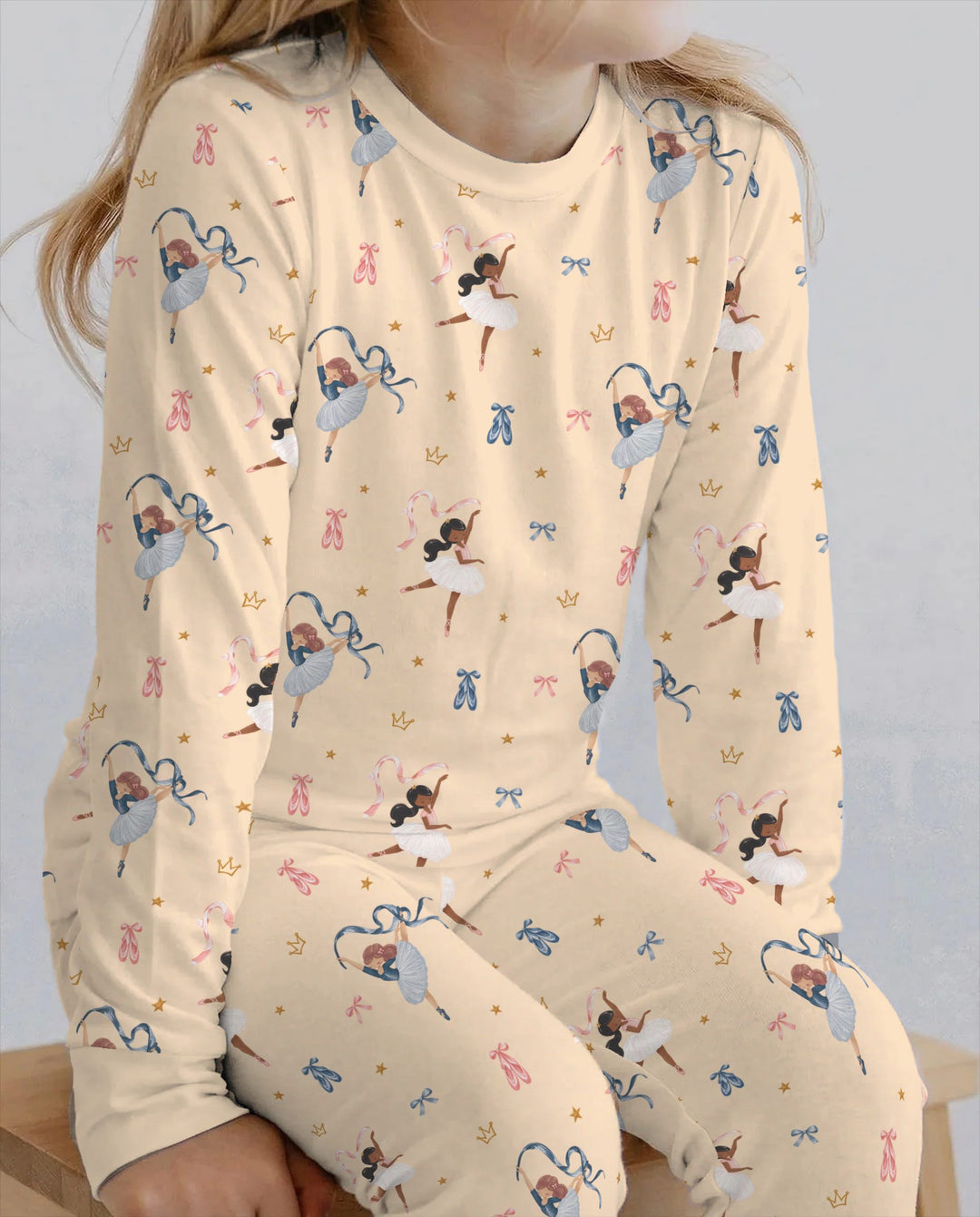 Sugar Plum Ballerina Christmas Bamboo Two Piece Long Sleeve Pajama Set