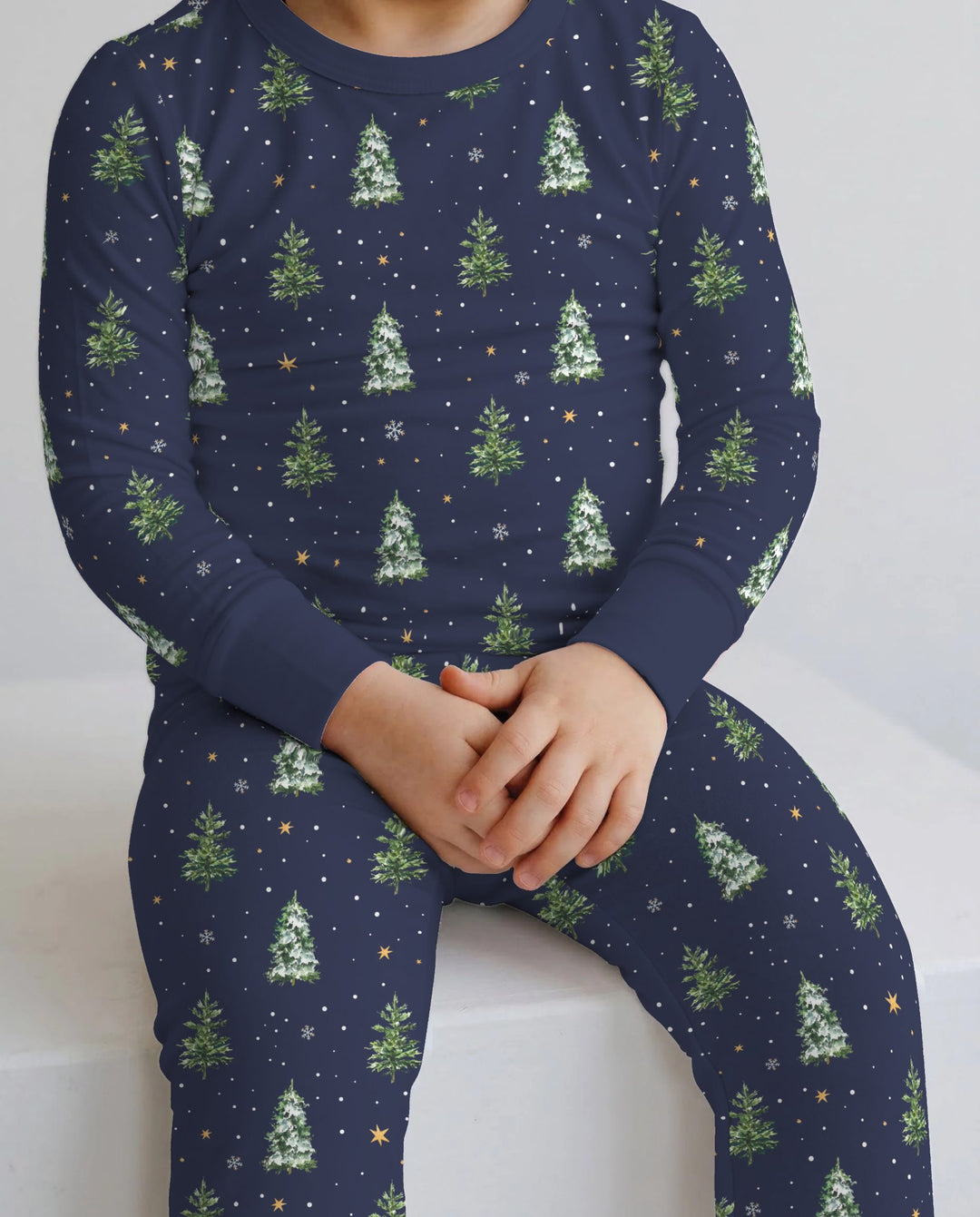 Midnight Evergreen Christmas Bamboo Two Piece Long Sleeve Pajama Set