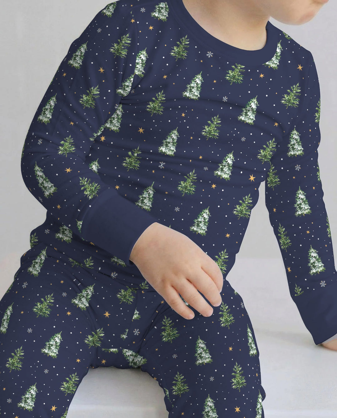 Midnight Evergreen Christmas Bamboo Two Piece Long Sleeve Pajama Set