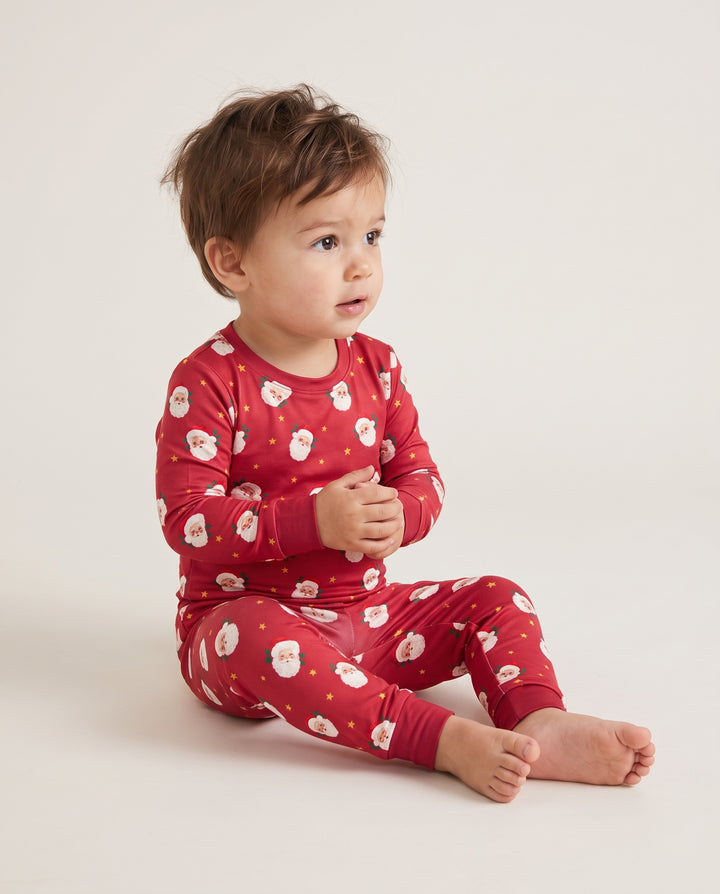 Jolly Santa Starry Christmas Bamboo Two Piece Long Sleeve Pajama Set