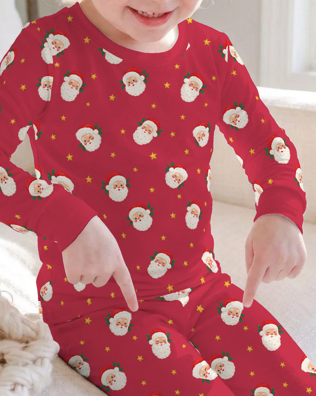 Jolly Santa Starry Christmas Bamboo Two Piece Long Sleeve Pajama Set