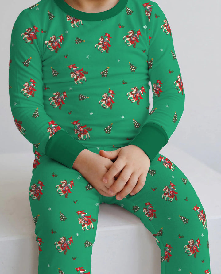 Christmas Horse Riders Bamboo Two Piece Long Sleeve Pajama Set