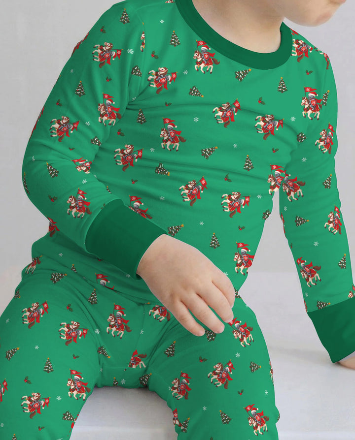 Christmas Horse Riders Bamboo Two Piece Long Sleeve Pajama Set