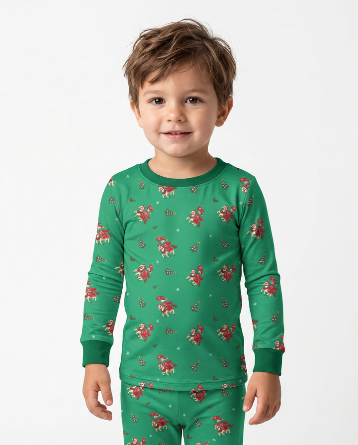 Christmas Horse Riders Bamboo Two Piece Long Sleeve Pajama Set