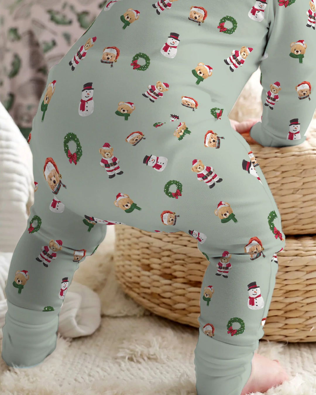Christmas Teddy & Snowman Bamboo Convertible Zippy