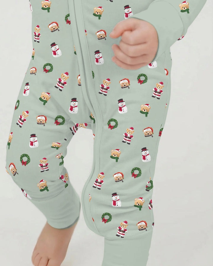 Christmas Teddy & Snowman Bamboo Convertible Zippy