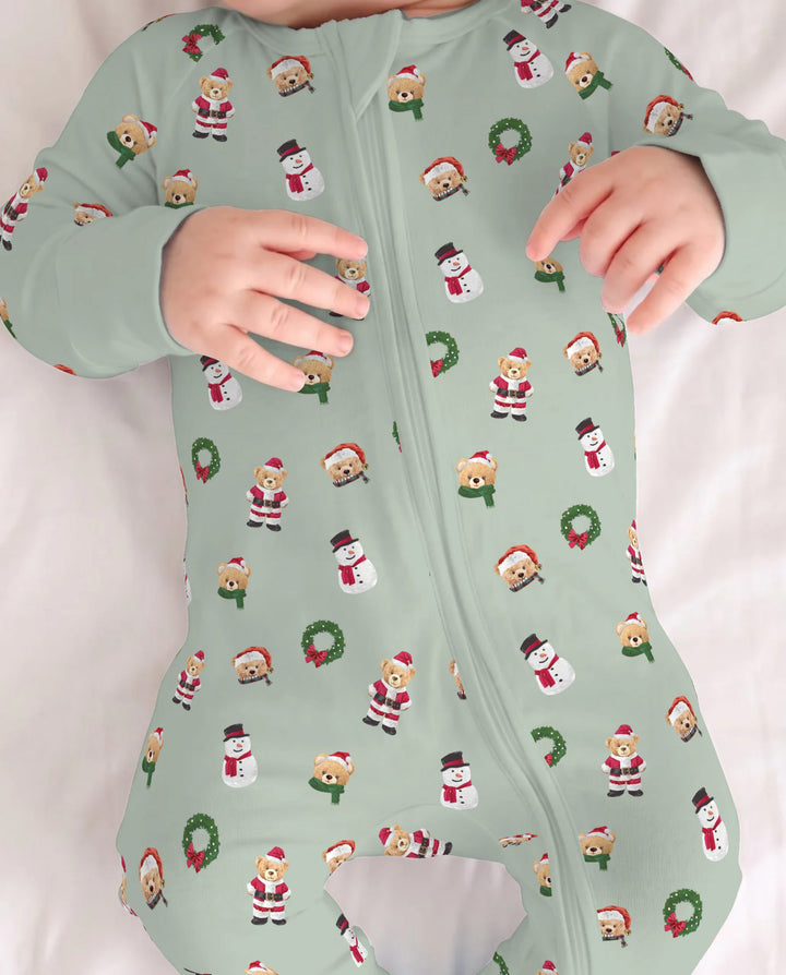Christmas Teddy & Snowman Bamboo Convertible Zippy