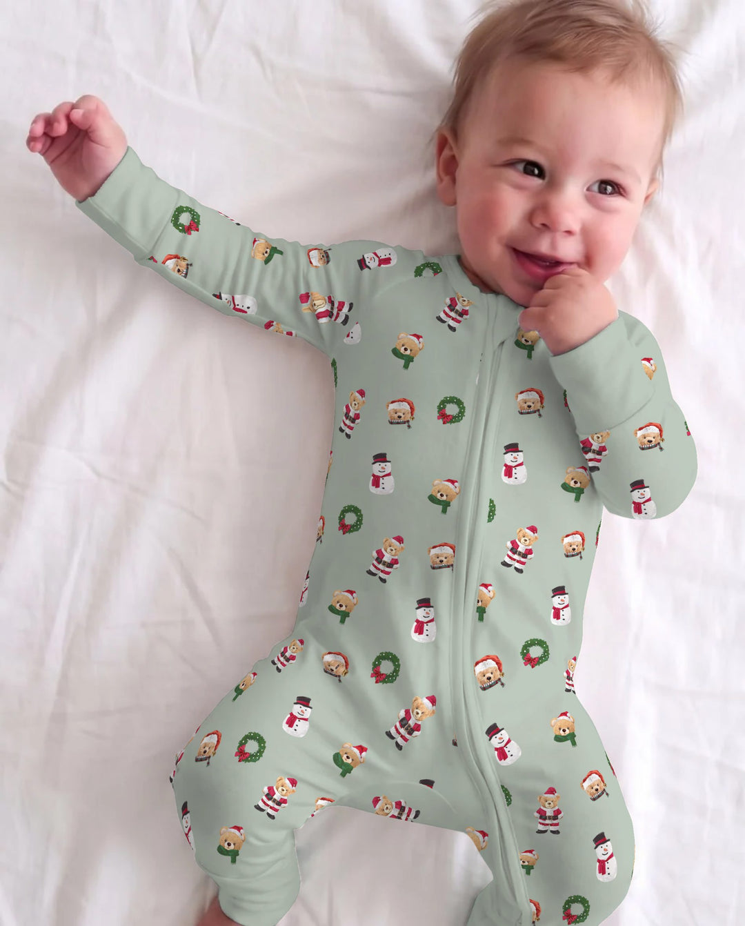 Christmas Teddy & Snowman Bamboo Convertible Zippy