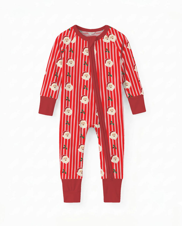 Retro Santa Candy Stripes Bamboo Convertible Zippy