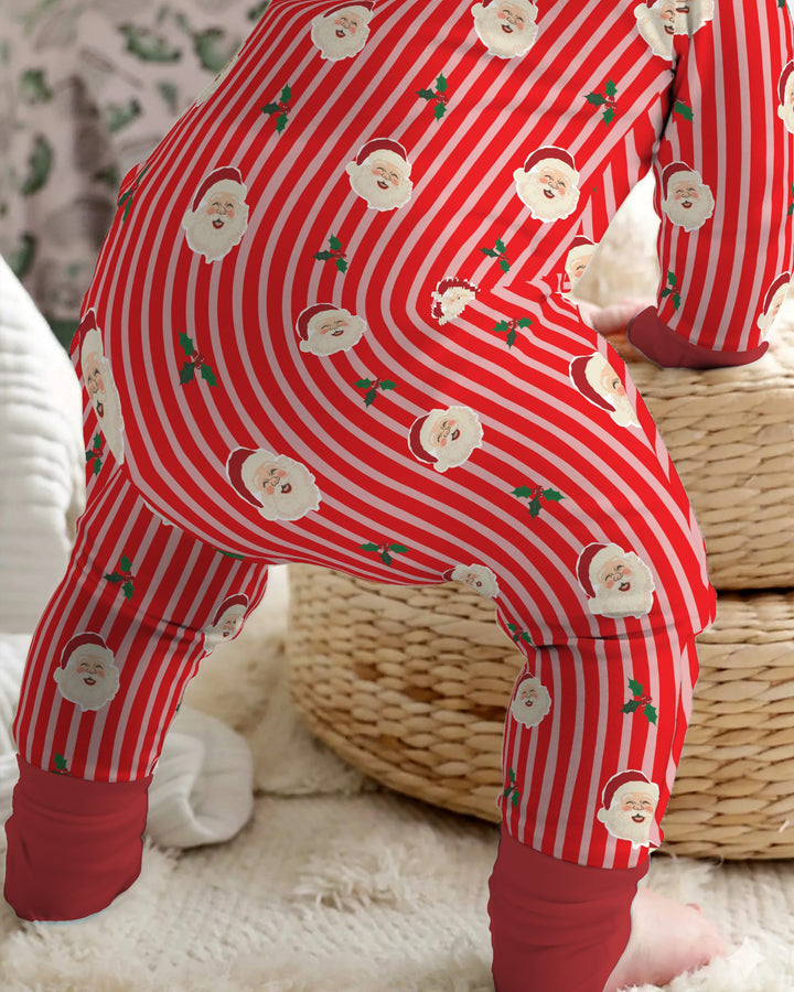 Retro Santa Candy Stripes Bamboo Convertible Zippy