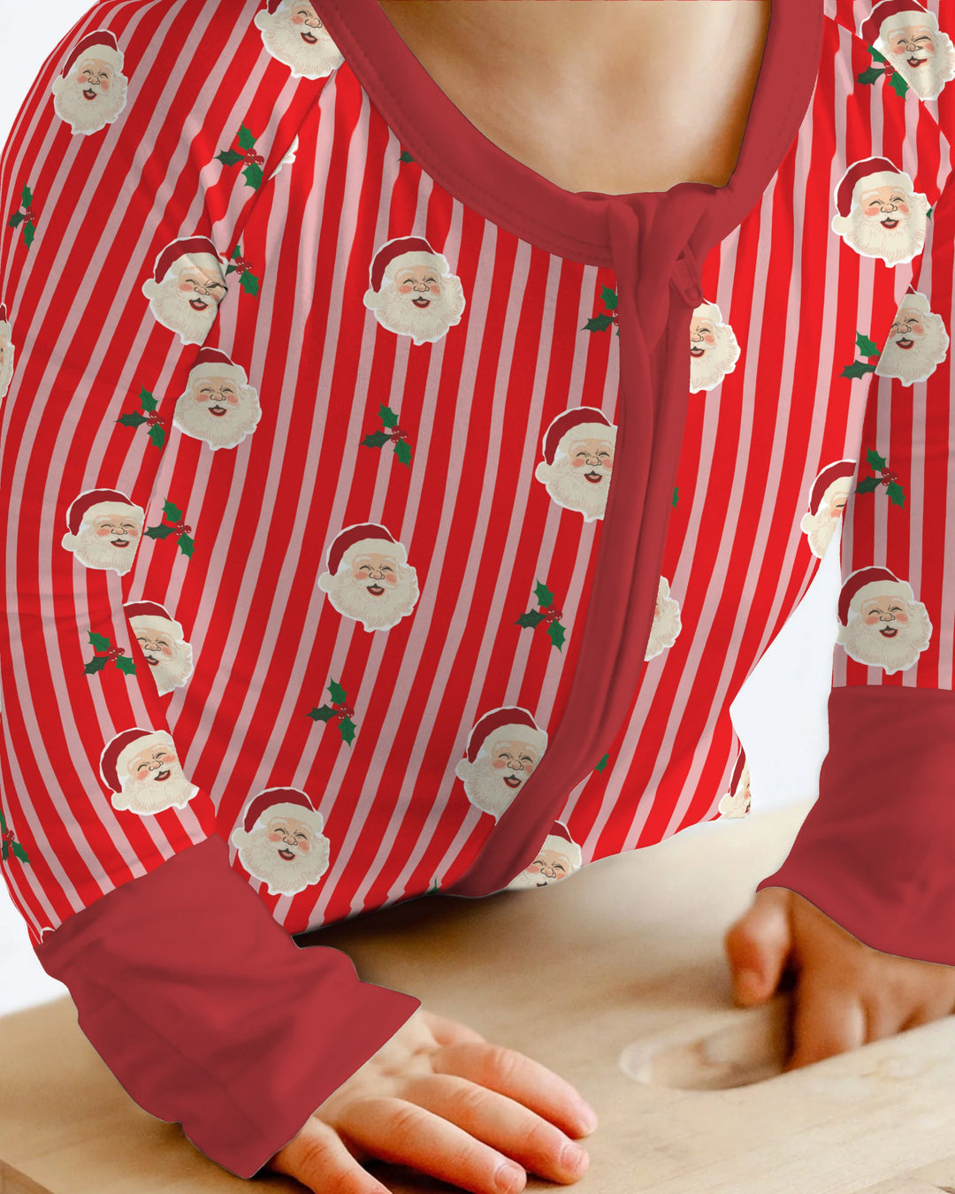 Retro Santa Candy Stripes Bamboo Convertible Zippy