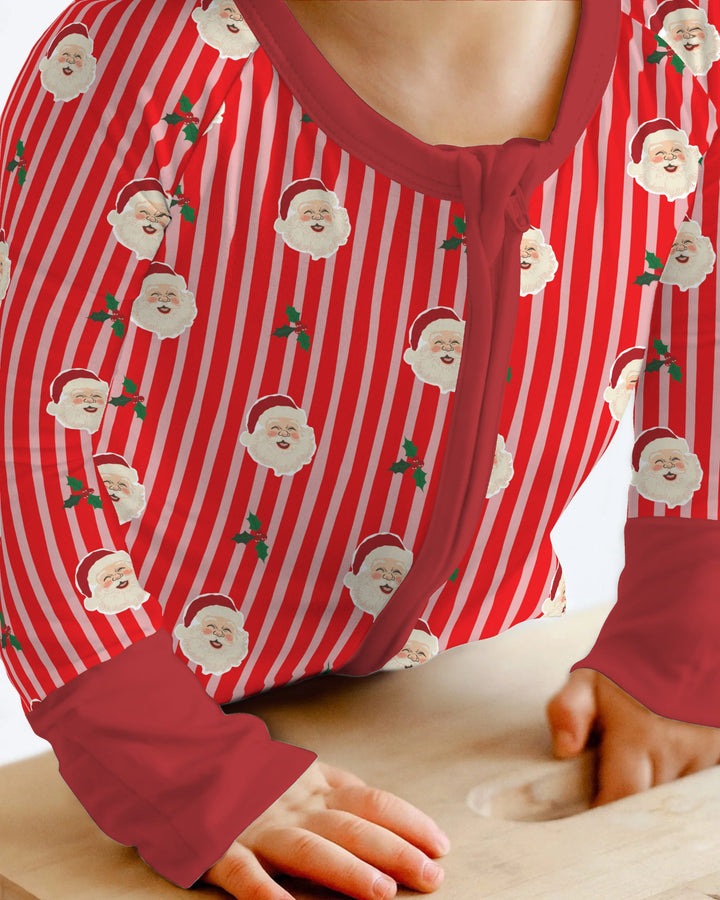 Retro Santa Candy Stripes Bamboo Convertible Zippy