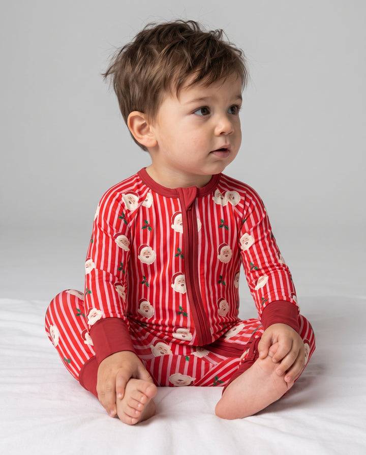 Retro Santa Candy Stripes Bamboo Convertible Zippy