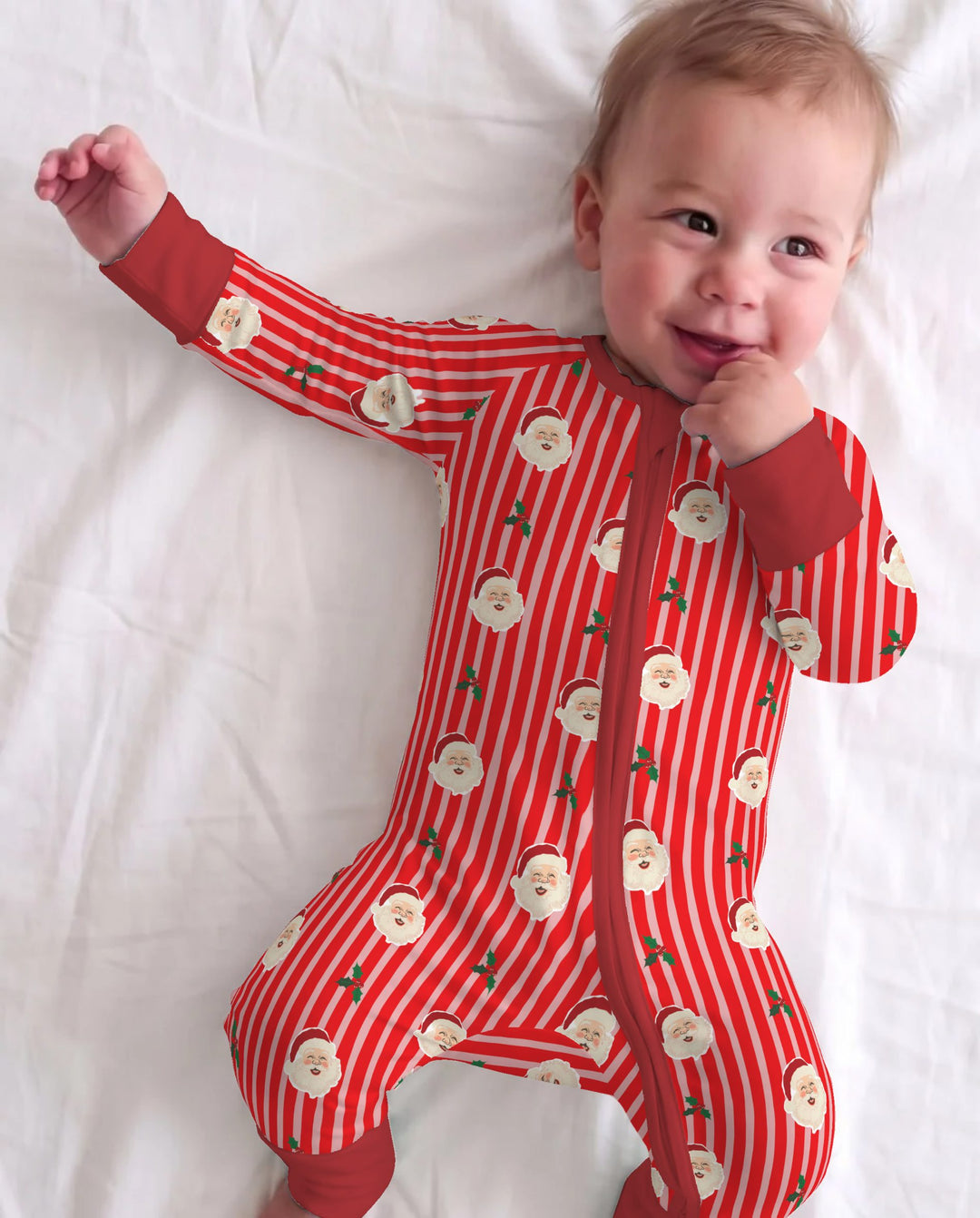Retro Santa Candy Stripes Bamboo Convertible Zippy