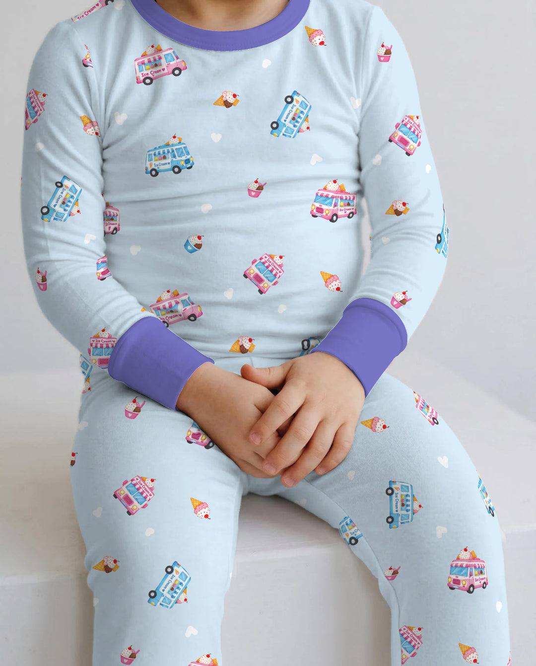Sweet Ice Cream Truck Parade Bamboo Two Piece Long Sleeve Pajama Set