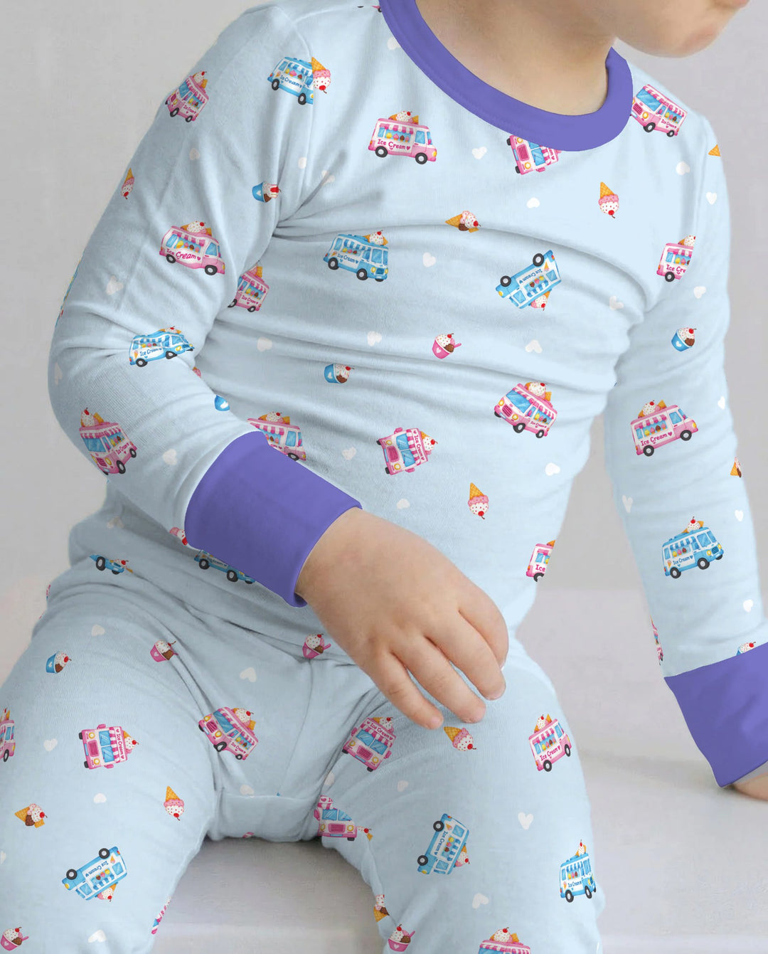 Sweet Ice Cream Truck Parade Bamboo Two Piece Long Sleeve Pajama Set