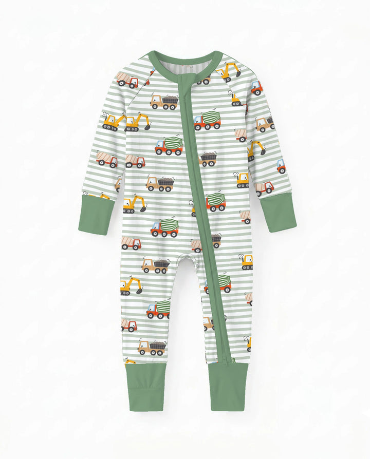 Busy Construction Truck Stripes Bamboo Convertible Zippy