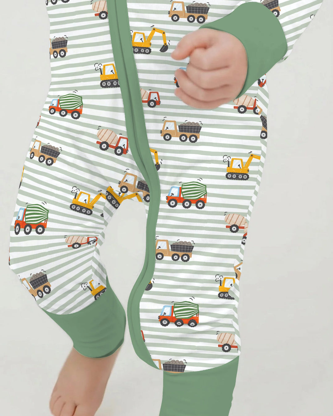 Busy Construction Truck Stripes Bamboo Convertible Zippy
