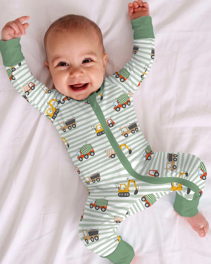 Busy Construction Truck Stripes Bamboo Convertible Zippy