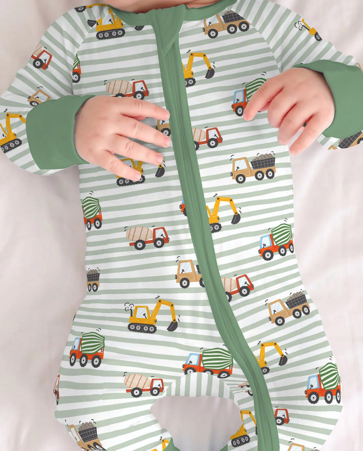 Busy Construction Truck Stripes Bamboo Convertible Zippy