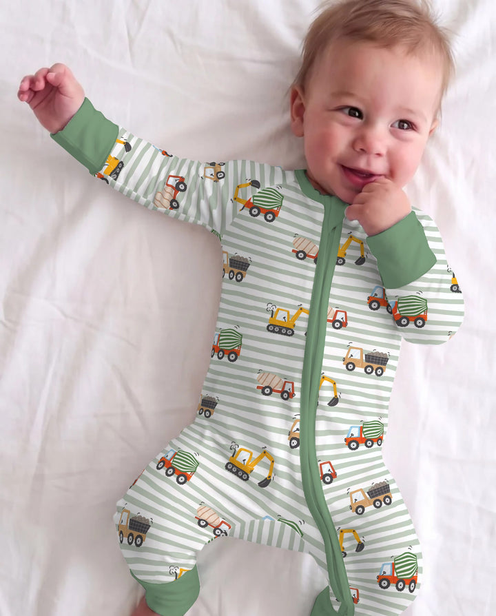 Busy Construction Truck Stripes Bamboo Convertible Zippy
