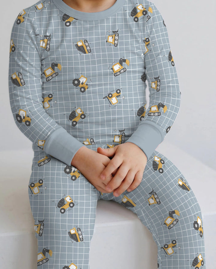 Little Builders Construction Crew Bamboo Two Piece Long Sleeve Pajama Set