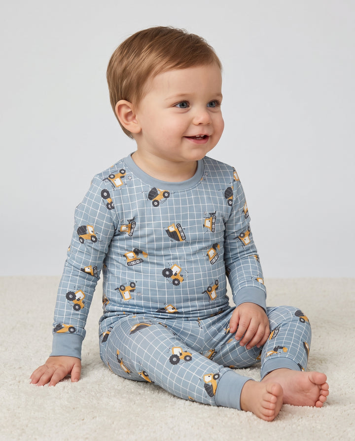 Little Builders Construction Crew Bamboo Two Piece Long Sleeve Pajama Set