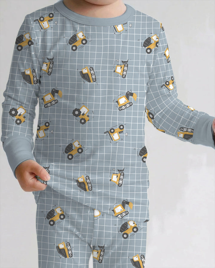 Little Builders Construction Crew Bamboo Two Piece Long Sleeve Pajama Set