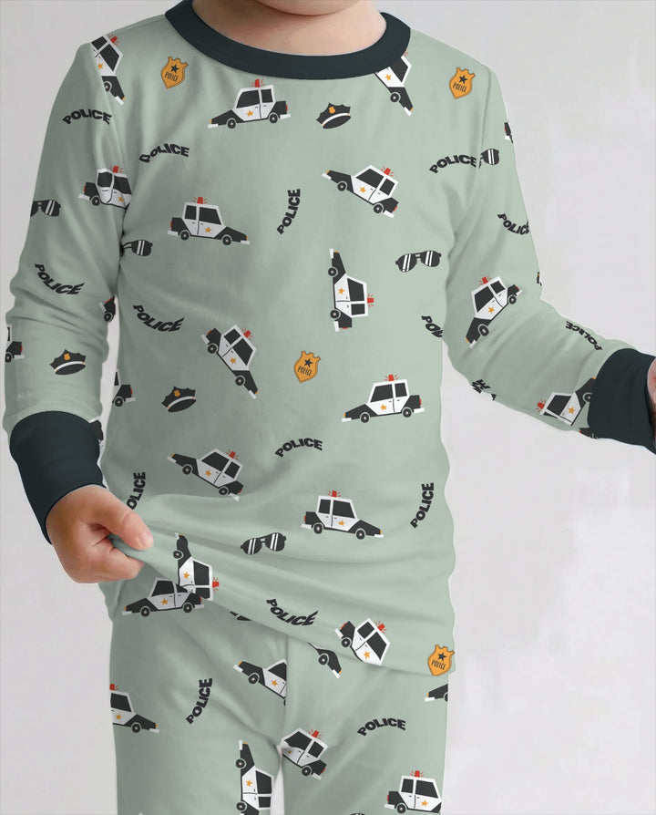 Little Police Patrol Bamboo Two Piece Long Sleeve Pajama Set