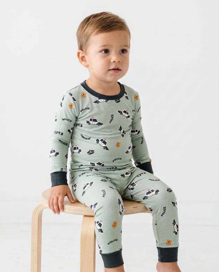 Little Police Patrol Bamboo Two Piece Long Sleeve Pajama Set