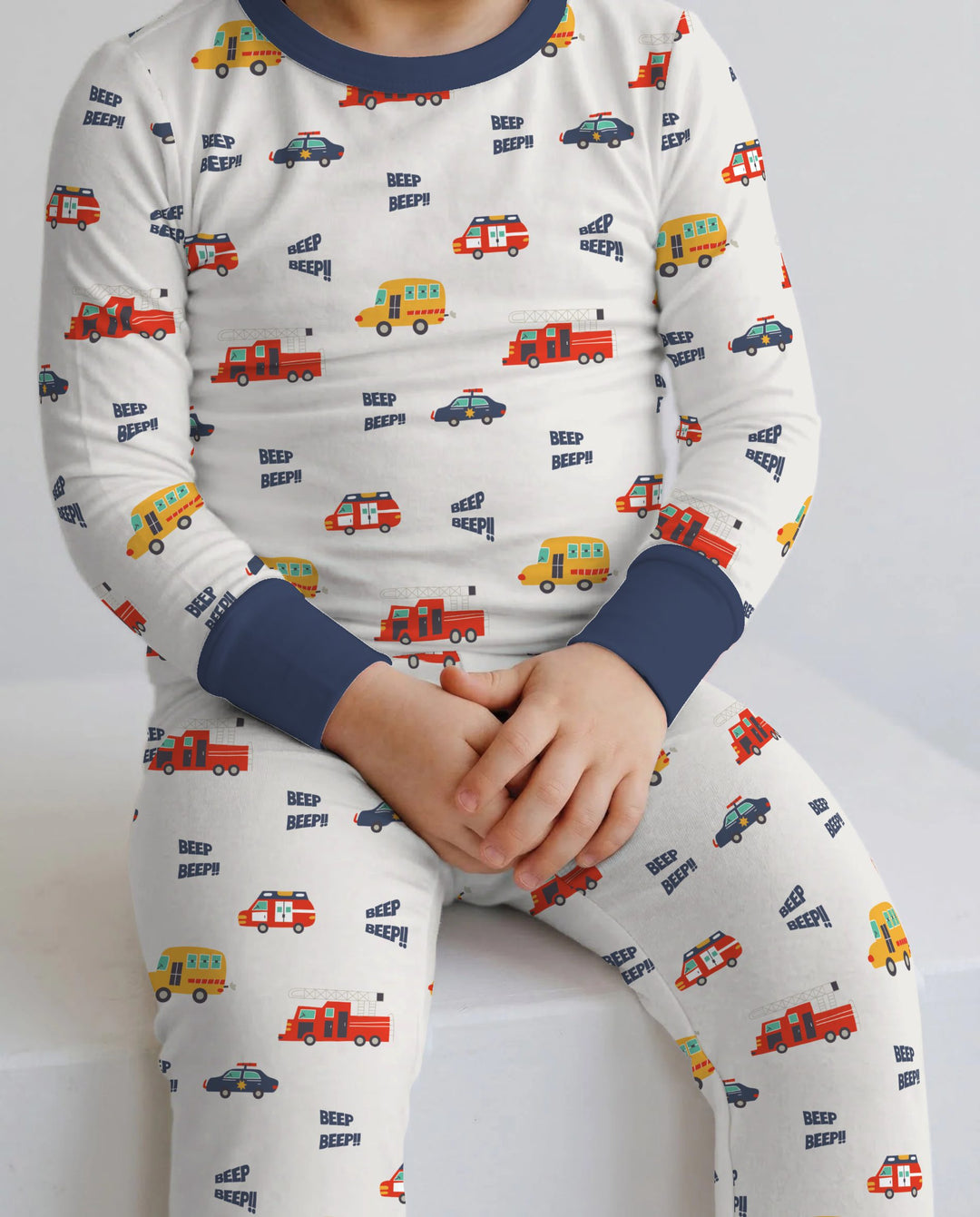 Emergency Vehicles Beep Beep Bamboo Two Piece Long Sleeve Pajama Set