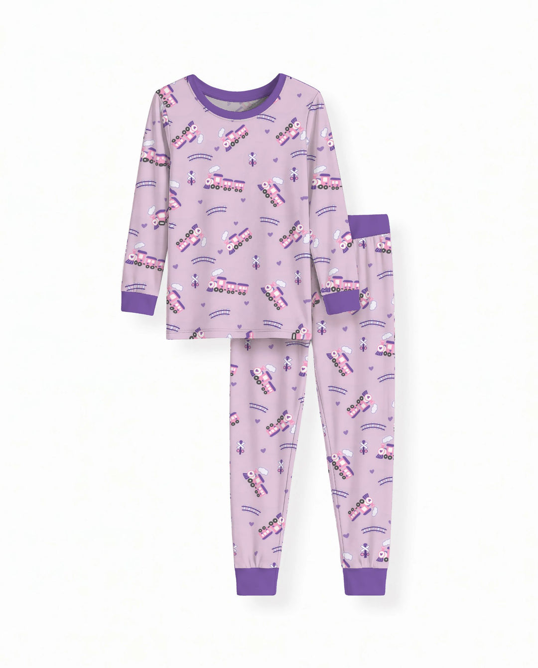 Pink Princess Train Adventure Bamboo Two Piece Long Sleeve Pajama Set