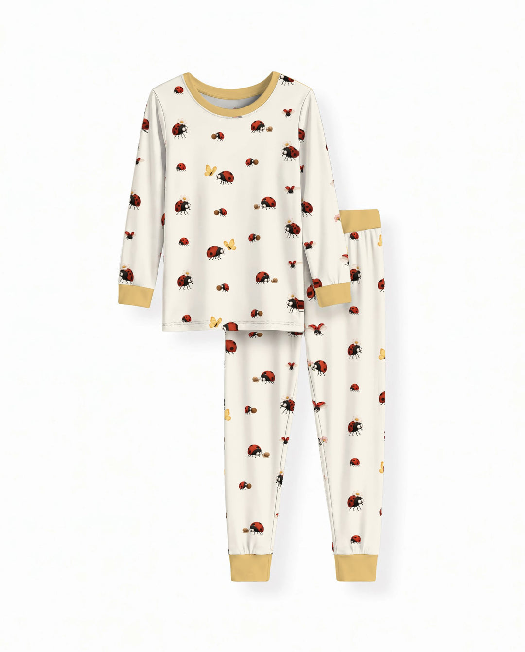 Cute Ladybug Garden Bamboo Two Piece Long Sleeve Pajama Set