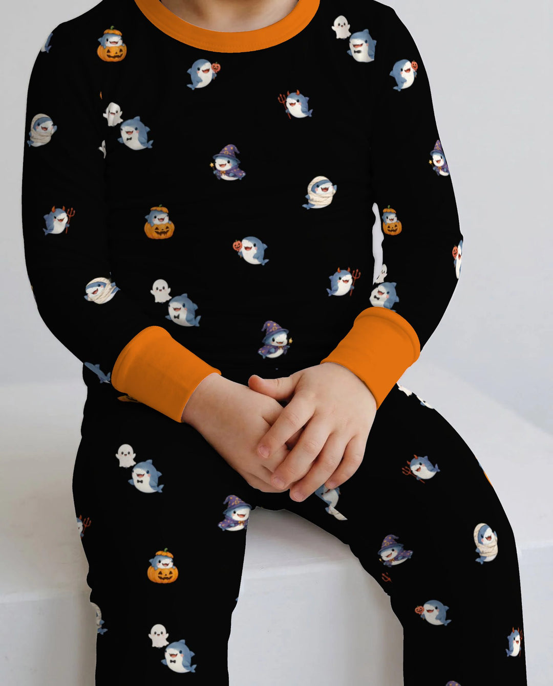 Spooky Shark Halloween Bamboo Two Piece Long Sleeve Pajama Set