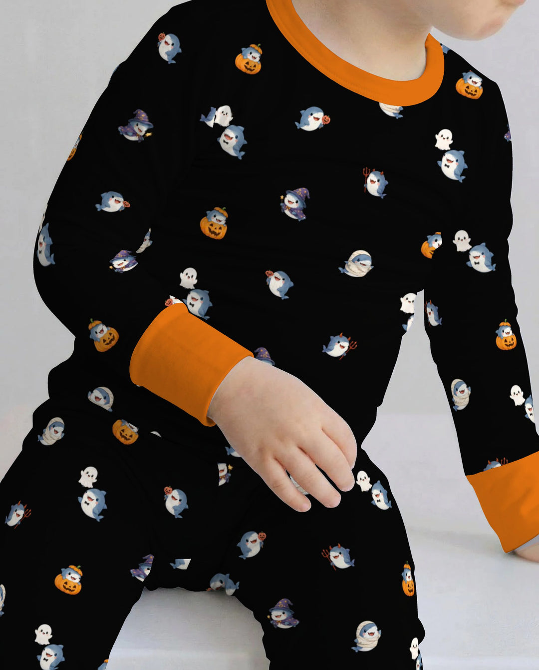 Spooky Shark Halloween Bamboo Two Piece Long Sleeve Pajama Set