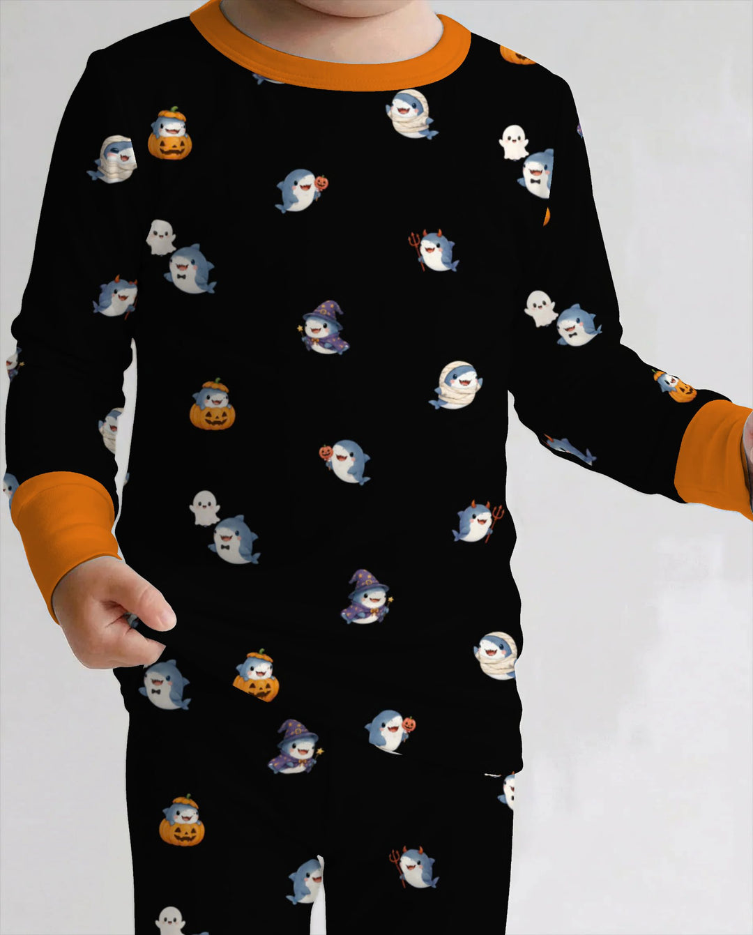 Spooky Shark Halloween Bamboo Two Piece Long Sleeve Pajama Set