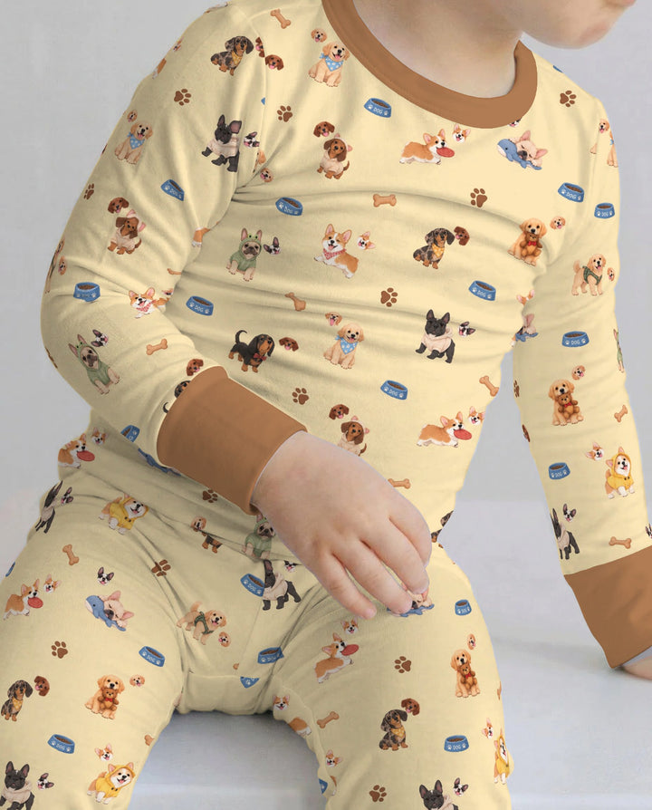 Cute Dog Lover Bamboo Two Piece Long Sleeve Pajama Set