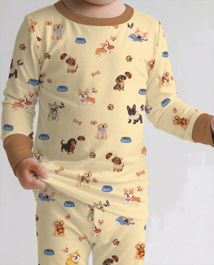 Cute Dog Lover Bamboo Two Piece Long Sleeve Pajama Set