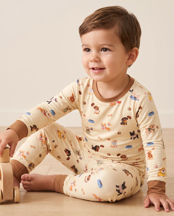 Cute Dog Lover Bamboo Two Piece Long Sleeve Pajama Set