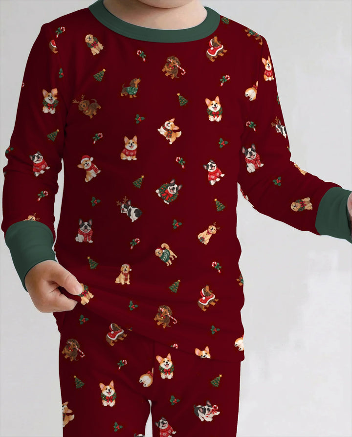 Christmas Dogs Holiday Bamboo Two Piece Long Sleeve Pajama Set