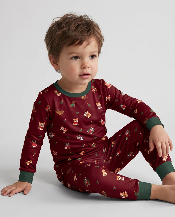 Christmas Dogs Holiday Bamboo Two Piece Long Sleeve Pajama Set