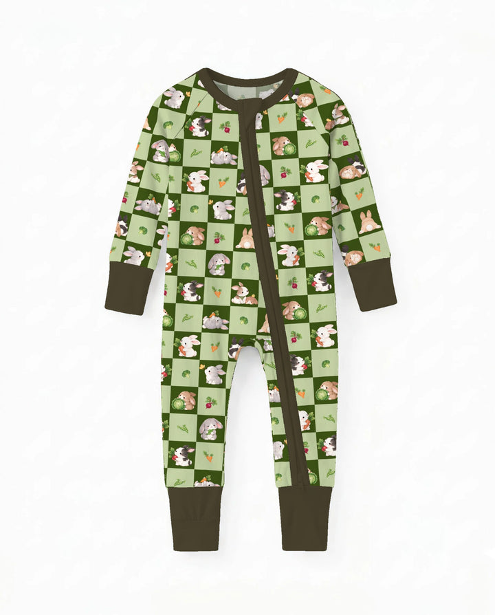 Bunny Green Garden Checkerboard Bamboo Convertible Zippy