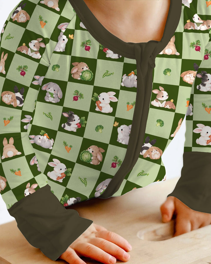 Bunny Green Garden Checkerboard Bamboo Convertible Zippy
