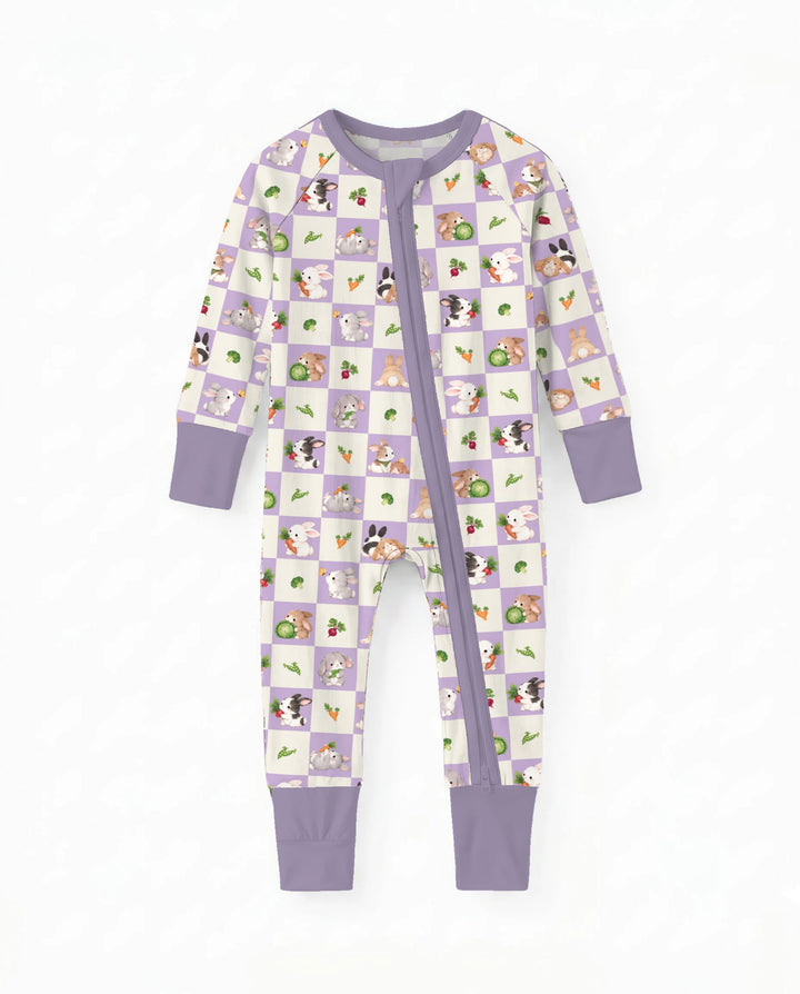 Bunny Lavender Garden Checkerboard Bamboo Convertible Zippy