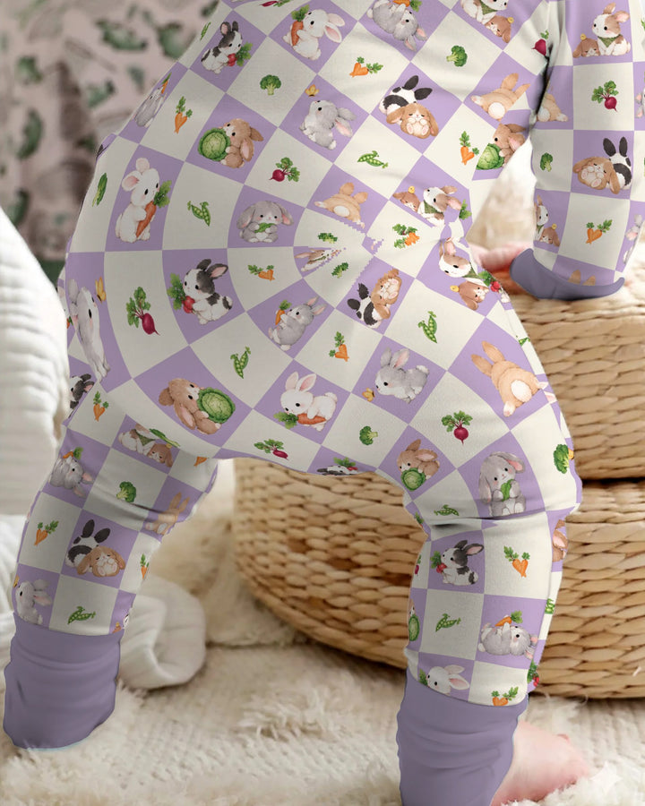 Bunny Lavender Garden Checkerboard Bamboo Convertible Zippy