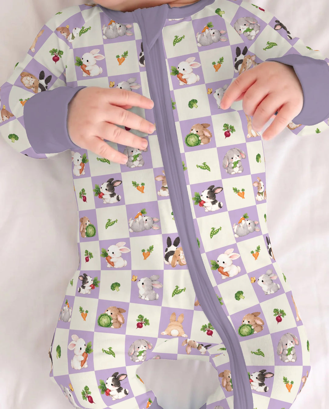 Bunny Lavender Garden Checkerboard Bamboo Convertible Zippy